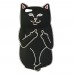 iPhone 6 6s Plus 5.5 - 3D Silicone Cartoon Cute Soft Protective Phone Cover Case - Black Middle Finger Cat